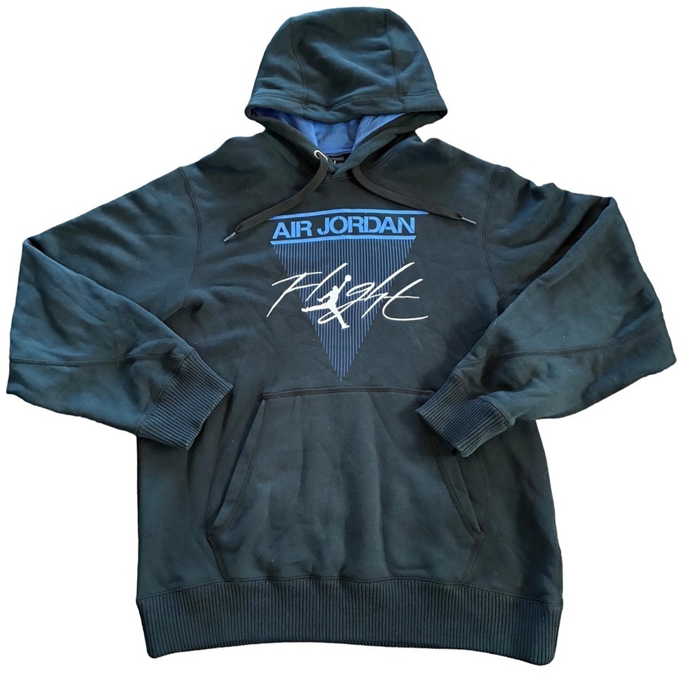 Nike Air Jordan Flight Pullover Hoodie Men’s Medium Black & Blue Sweatshirt